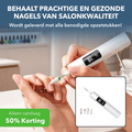 White rechargeable electric nail trimmer with digital display and four attachments