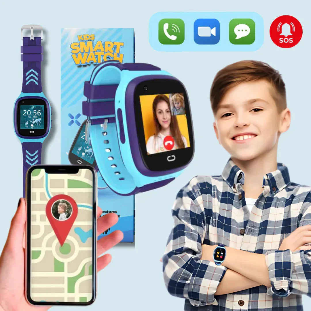 Kids 4G GPS smartwatch with touchscreen display, camera and SOS button