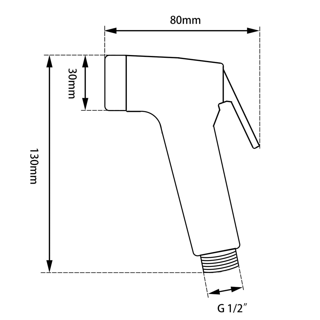 Chrome handheld toilet bidet spray kit with flexible hose, holder and diverter valve