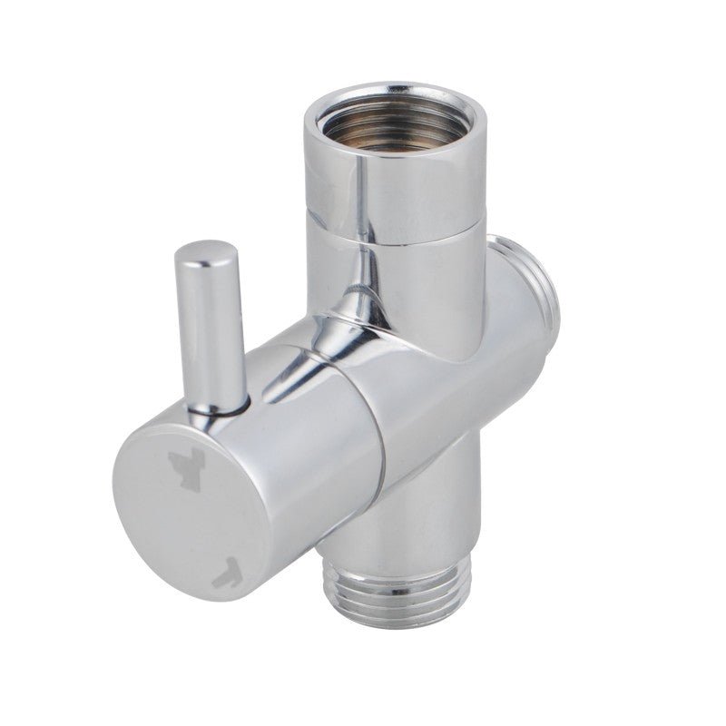 Chrome handheld toilet bidet spray kit with flexible hose, holder and diverter valve