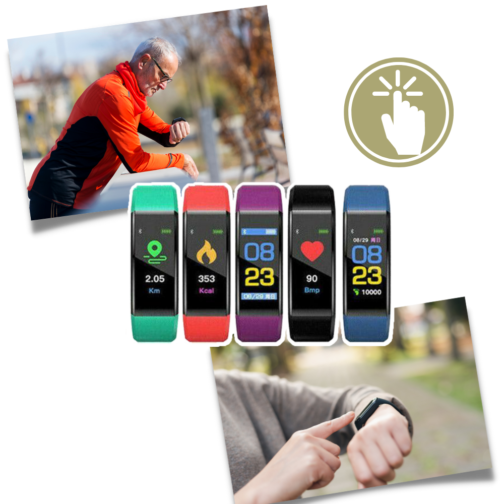Smartwatch with large LED screen, step display and adjustable wrist strap