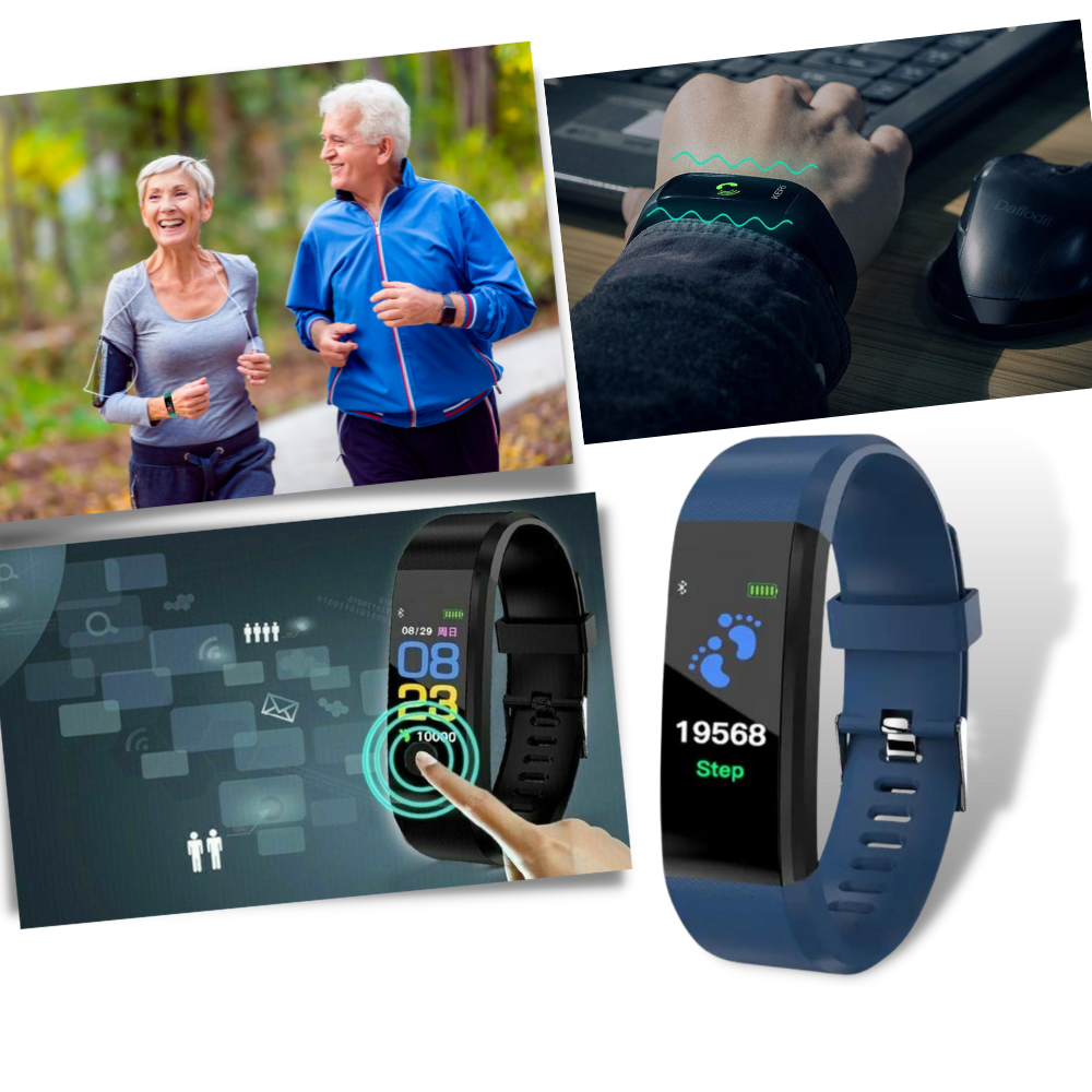 Smartwatch with large LED screen, step display and adjustable wrist strap