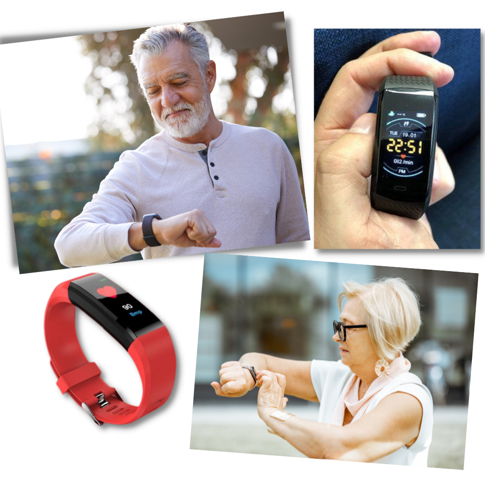 Smartwatch with large LED screen, step display and adjustable wrist strap