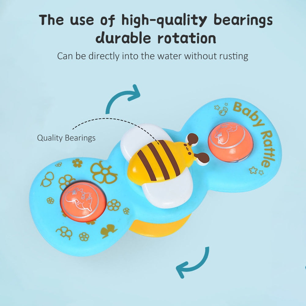 Colourful insect-shaped baby rattle spinning toys with suction cup bases