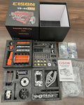 Miniature V8 OHV engine model kit with metal parts and instruction booklet