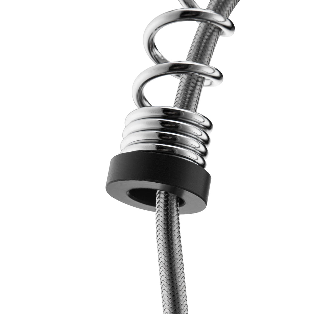 Chrome double-spout kitchen sink mixer tap with spring coil and pull-out hose
