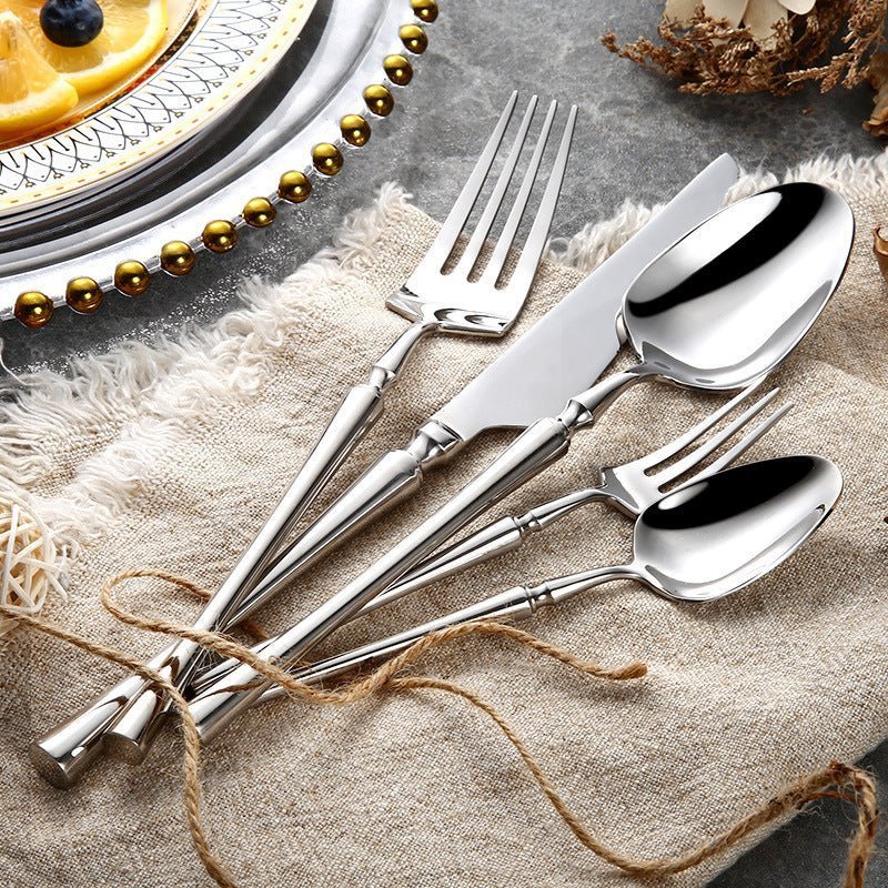 24-piece polished stainless steel cutlery set with knives forks and spoons