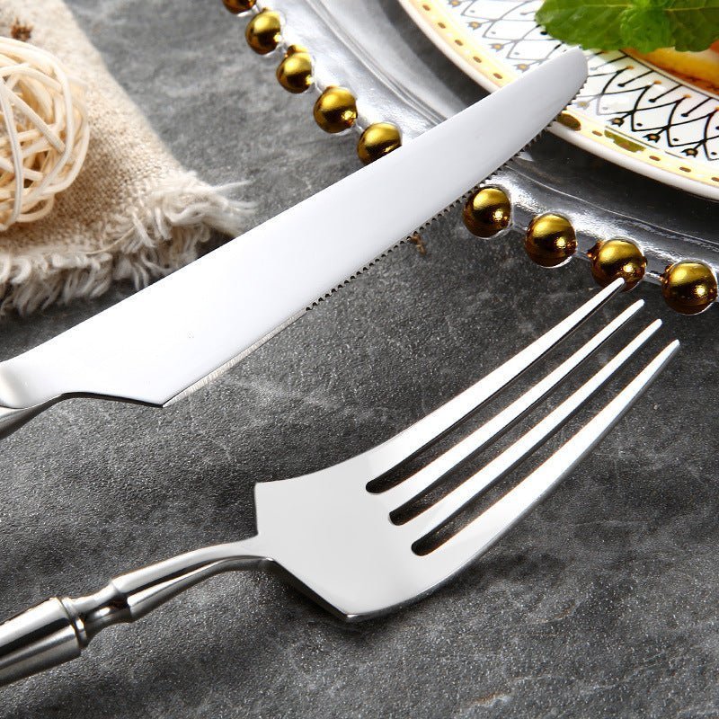 24-piece polished stainless steel cutlery set with knives forks and spoons