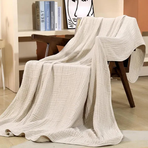 Soft textured blanket with raised waffle surface