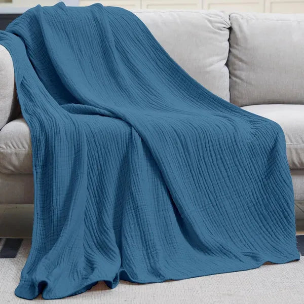 Soft textured blanket with raised waffle surface