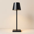 Freestanding table lamp with tapered shade and square base