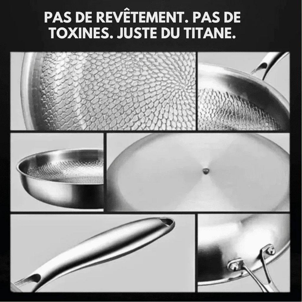 Silver textured non-stick frying pan with long handle