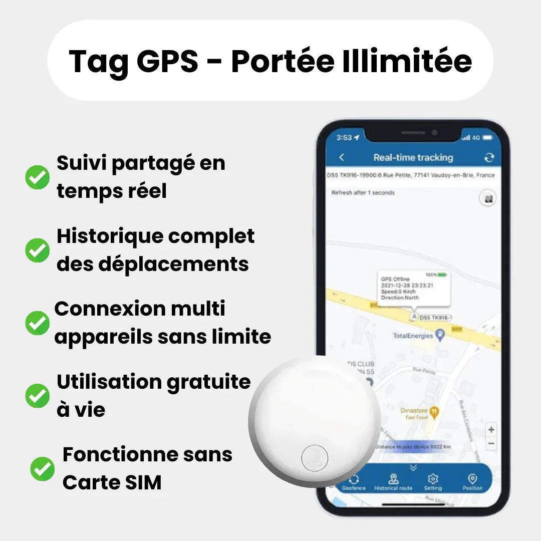 Compact children's GPS tracker with emergency button and retail packaging