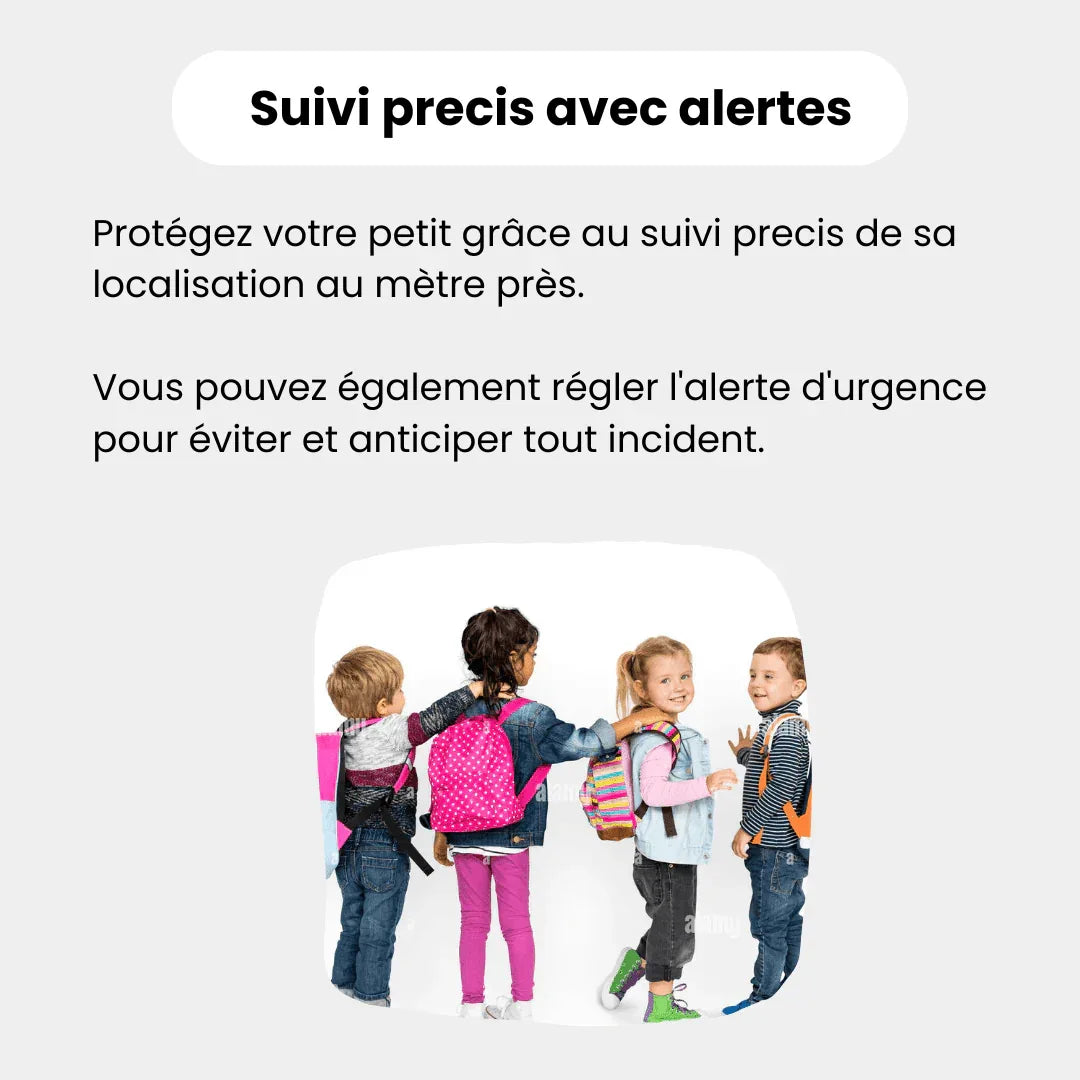 Compact children's GPS tracker with emergency button and retail packaging