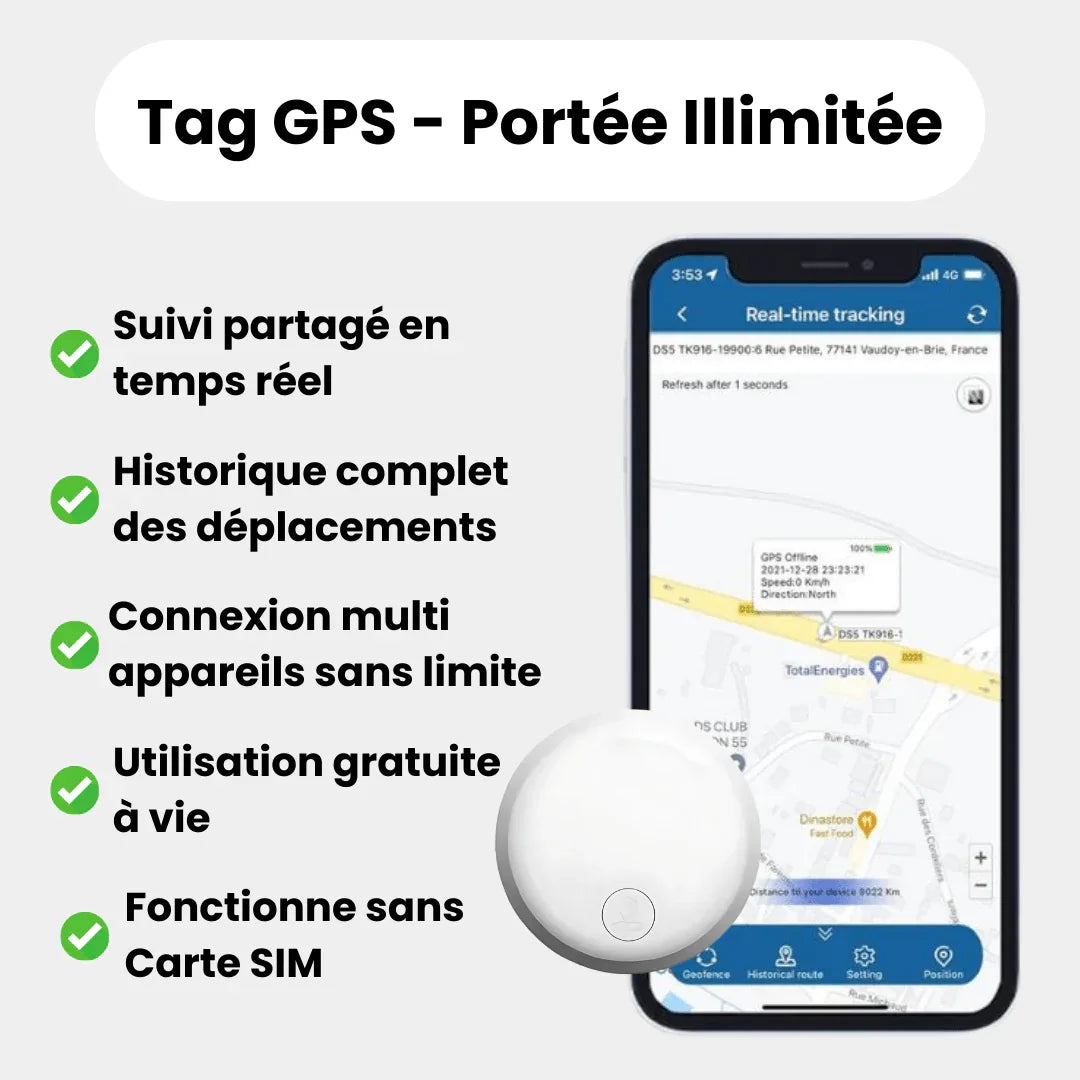 Round GPS cat tracker shown in multiple colours