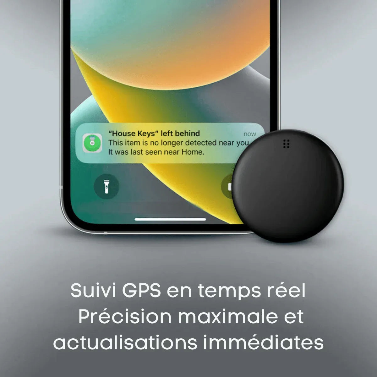 Compact round GPS tracker shown in white and black