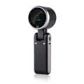 Portable handheld fan with circular digital display and hinged handle