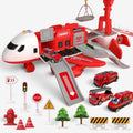 Aircraft playset with mini construction vehicles, ramps and road accessories