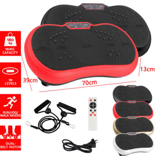 Vibration exercise machine with remote control and resistance bands