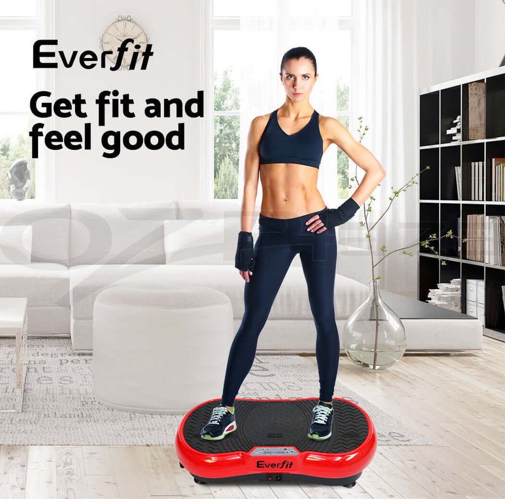 Vibration exercise machine with remote control and resistance bands