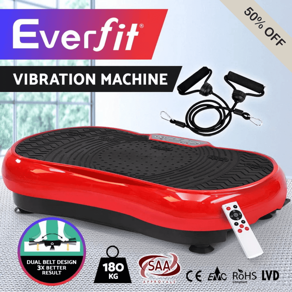 Vibration exercise machine with remote control and resistance bands