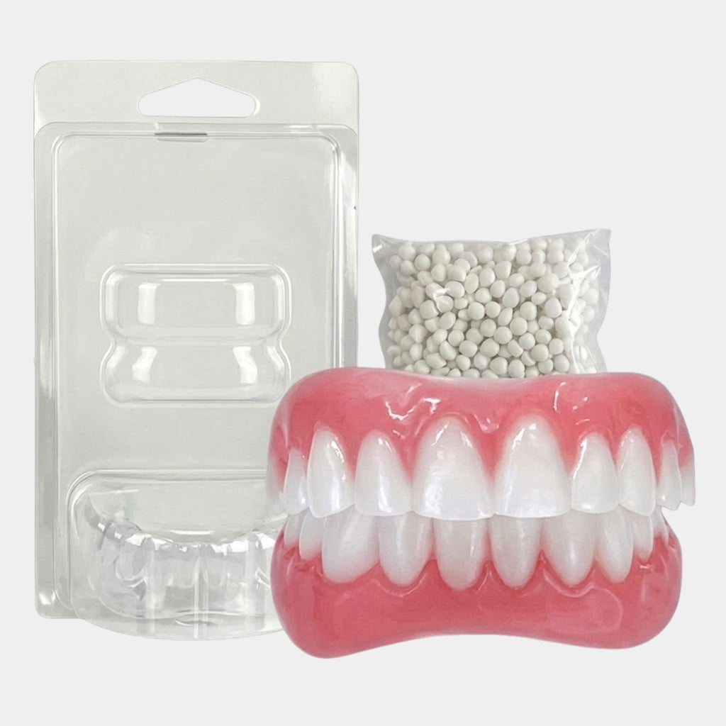 Flexible pink and white upper and lower removable denture set