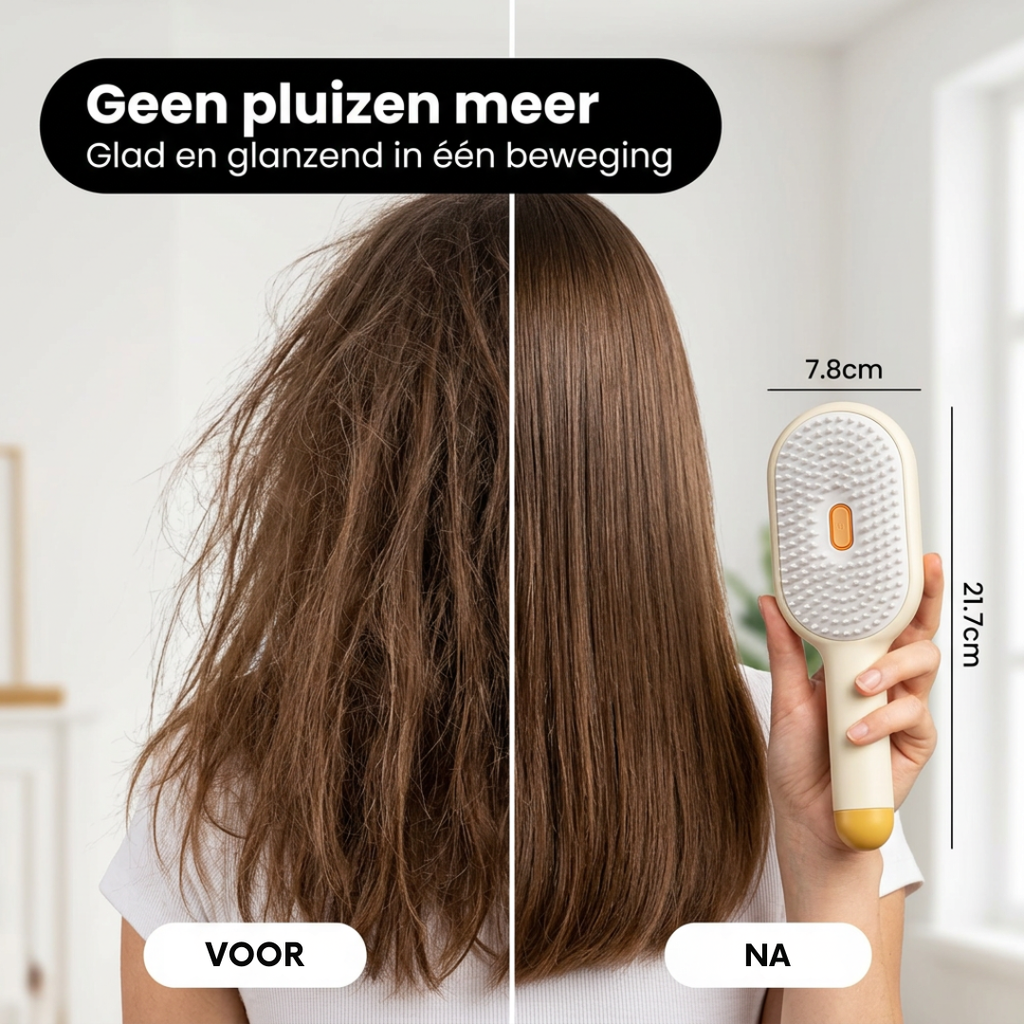 Handheld hair smoothing brush with oval bristle head and handle