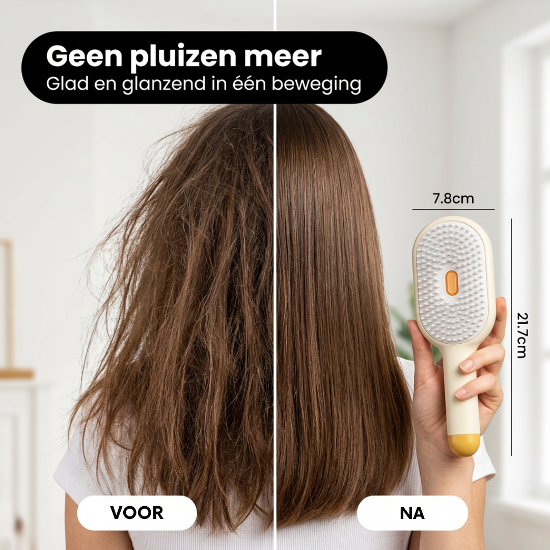 Handheld hair smoothing brush with oval bristle head and handle